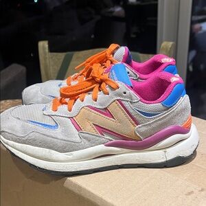 New Balance Kids' Gray and Orange Sneakers